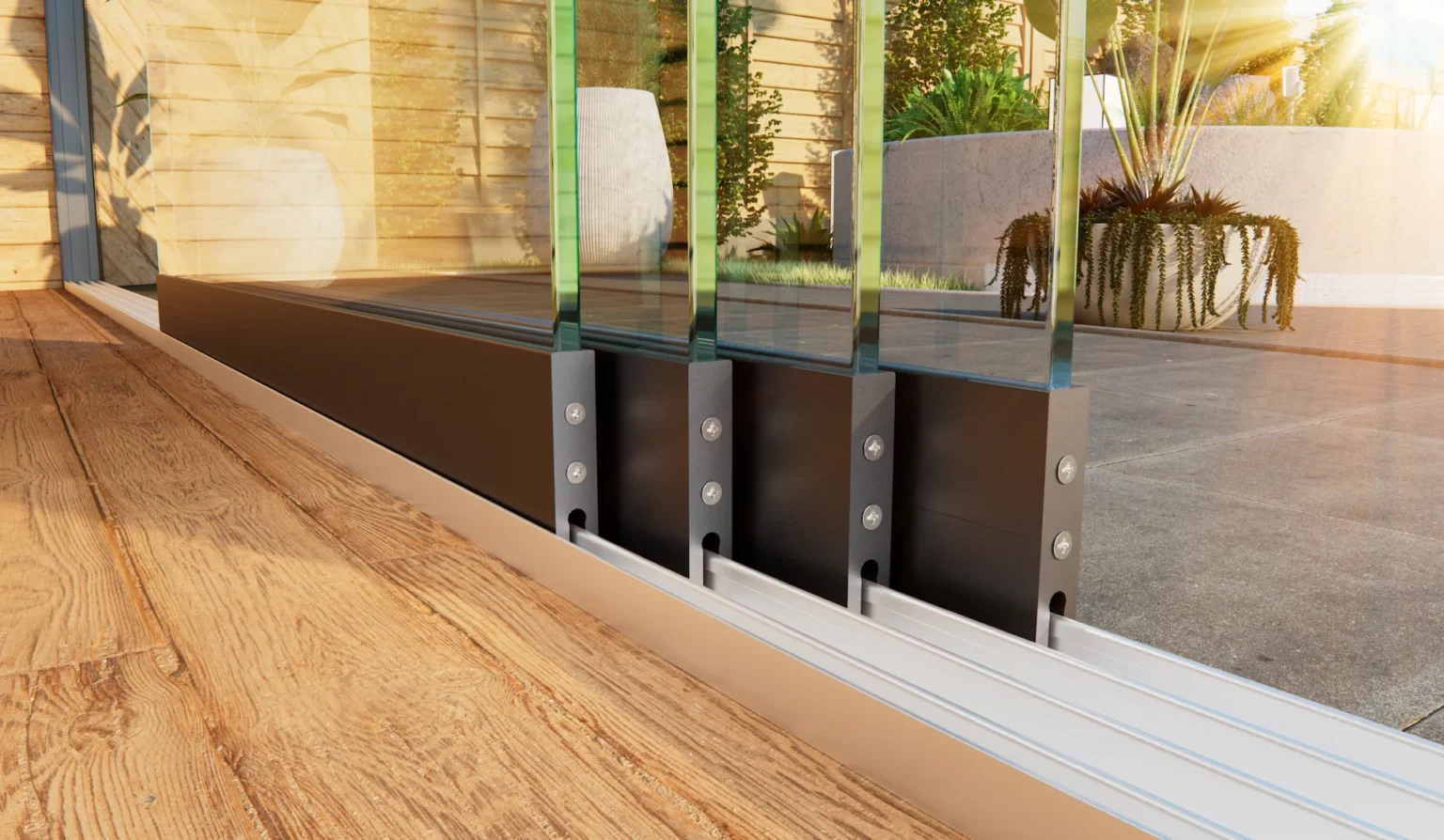 Wat is een 4 rail glazen schuifwand?
